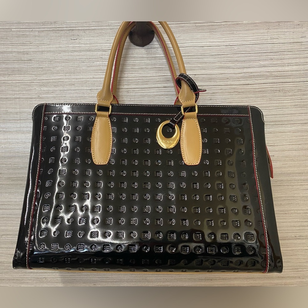 Arcadia Patent Genuine Leather Black Satchel Bag